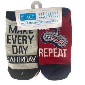 NWT Childrens Place 6 Pack Video Game Ankle Socks - Shoe Size 11-13